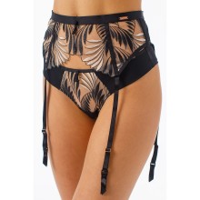 Пояс для чулок,выполнен из неэластичной сетки с вышивкой и эластичной сетки, 44, черный, Coquette Revue, CR_Sauvage 66128-18 Пояс, 44 размер