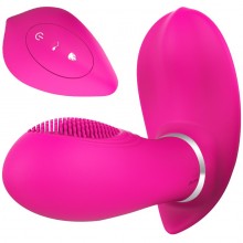 Клиторальный вибратор в трусики с вагинальным отростком для точки G, цвет розовый, TVB-0009R, длина 13 см.