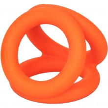 Тройное эрекционное кольцо «Alpha Liquid Silicone Tri-Ring» из жидкого силикона, цвет оранжевый, California Exotic Novelties SE-1492-36-2, диаметр 3.75 см.