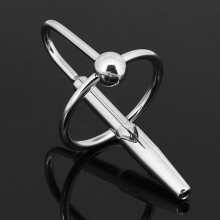 Мужская уретральная втулка с кольцом, цвет серебристый, TUP-0040, длина 4.2 см.