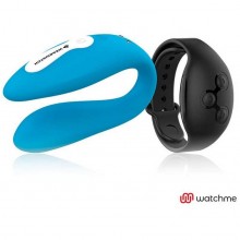 Вибратор для пар «Wearwatch Dual Pleasure Wireless Technology Watchme Ind» с пультом ДУ, цвет голубой, DreamLove D-227563, из материала Силикон, длина 8 см.
