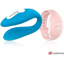 Вибратор для двоих «Wearwatch Dual Pleasure Wireless Technology Watchme Ind», цвет голубой, DreamLove D-227565, из материала Силикон, длина 8 см.