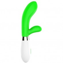 Мощный вибратор-кролик «Achilles», цвет зеленый, Shots LUM001GRN, бренд Shots Media, длина 21 см.