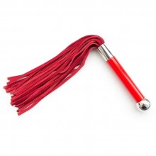 Бархатистая многохвостая плеть с акриловой ручкой, цвет красный, TPK-0016K, длина 38 см., со скидкой