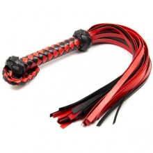Многохвостая красная плеть с плетеной ручкой, TPK-0022, цвет красный, длина 42.5 см.