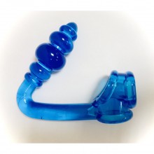 Кольцо для эрекции с анальной пробкой, цвет голубой, L-GAP-0005G, диаметр 4 см.