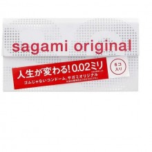 Презервативы «Sagami Original 002» 6шт. + гель-лубрикант «Wettrust», Sagami 150584, из материала полиуретан, длина 19 см.