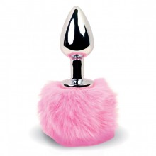 Анальный плаг с хвостиком «Bunny Tails Butt Plug Pink», цвет розовый, FeelzToys FLZ-E31004, длина 7 см.