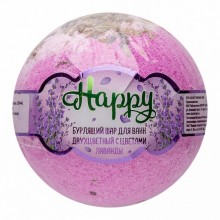 Цветная бомбочка для ванны «Happy» с цветами лаванды, Лаборатория Катрин KAT-15131