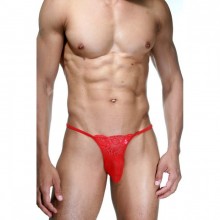 Ярко-красные кружевные стринги для мужчин, размер L/XL, La Blinque LBLNQ-15361-LXL, цвет красный