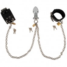Набор наручники и анальная втулка «Fetish Collection Cuffs&Plug», цвет серебристый, Orion 24931951001, длина 9 см.