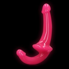 Страпон безремневой «Strapless Strap-on» люминесцентный, цвет розовый, Shots Media REA147GLOPNK1, длина 13.5 см.