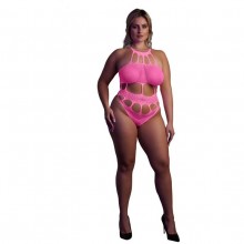 Боди в крупную сеточку «Grecian Neckline», цвет розовый, размер XL/4XL, Shots Media OU832GPNOSX