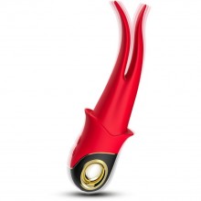 Вибромассажер с раздвоенным концом «Vibrator», цвет красный, материал силикон, Silicone Toys USK-V13 SHADOW, длина 23.5 см., со скидкой