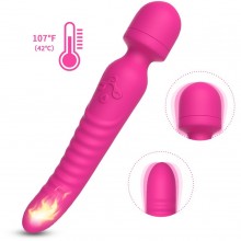 Вибромассажер с большой головкой «Massage» с нагревом, 7 режимов вибрации, цвет розовый, Silicone toys usk-w02 mission, длина 22.5 см., со скидкой