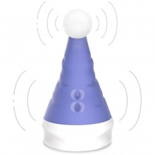 Вибромассажер «Волшебная шапочка Санты», цвет синий, Erokay mk2306-pur, из материала Силикон, длина 12.5 см., со скидкой