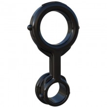 Эрекционное кольцо с фиксацией мошонки «Ironman Duo-Ring», цвет черный, PipeDream 5425040000, из материала TPR, диаметр 3.8 см., со скидкой