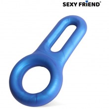 Кольцо эрекционное «Love Play» с петлей для мошонки, цвет синий, материал пвх, Sexy Friend SF-40210