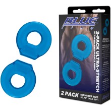 Пара колец для пениса и мошонки «Ultra-Stretch Stamina Endurance Ring», цвет синий, BLM4027-BLU., бренд BlueLine, со скидкой