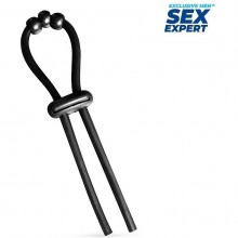 Эрекционное кольцо-лассо для пениса «Cock Ring», цвет черный, материал силикон, Sex Expert игрушки SEM-55261