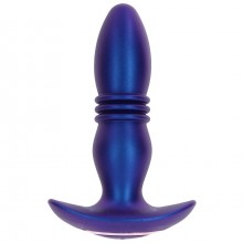 Анальная вибропробка с толчками и дистанционным управлением «The Tough Thrusting Buttplug», цвет синий, материал силикон, Toy Joy DEL10223, длина 14.5 см.