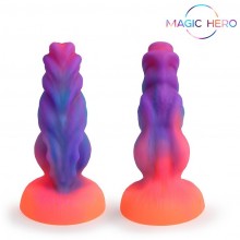 Светящийся в темноте фантастический фаллоимитатор, силикон, Magic Hero mh-13025, цвет мульти, длина 20 см.