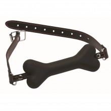 Кляп в форме косточки «Master Series Hound Adjustable Dog Bone Gag» 15.2х2.54см, XR Brands XRAE729, цвет Черный, длина 15.2 см.