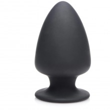 Большая мягкая анальная пробка «Squeeze-It Silicone Anal Plug Small», размер S, XR Brands XRAG329-Small, цвет черный, длина 9 см.