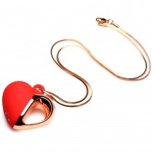 Ожерелье с подвеской-вибратором «Charmed Vibrating Silicone Heart Necklace», красный и розовое золото, XR Brands XRAH102, из материала Силикон, длина 3.81 см., со скидкой