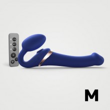 Гибкий страпон «Multi Orgasm Bendable Strap-on» с имитацией оральных ласк и вибрацией, M, цвет синий, Strap-on-me 6017395, из материала Силикон, длина 15.2 см., со скидкой