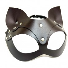 Сексуальная маска кошки из кожи, цвет темный шоколад, БДСМ арсенал 58015ars, со скидкой