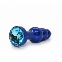 Анальный стимулятор-елочка со стразом, цвет синий, металл, TAP-0962, длина 11.3 см., со скидкой