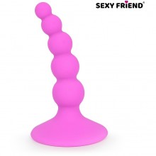 Изогнутая анальная елочка «Sexy Friend Love Play» из 5 шариков, цвет розовый, материал силикон, SF-70297, длина 9.5 см., со скидкой