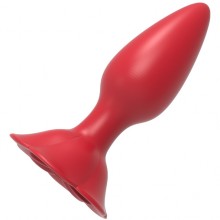 Анальная пробка с розой, цвет красный, Eroticon AP101, длина 7.5 см., со скидкой