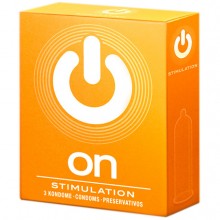 Презервативы «ON Stimulation» с точками, 3 шт, R&s consumer goods gmbh 7001, цвет Прозрачный, длина 18.5 см.