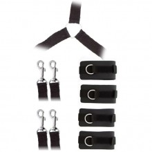Комплект наручников и поножей «LUXURIOUS BED RESTRAINT CUFF SET», Blush Novelties 520039, из материала ПВХ, цвет Черный, со скидкой