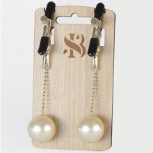Зажимы на соски «Pearl» с бусинами под жемчуг, металл, Sitabella 022, коллекция BDSM accessories