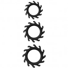 Набор из 3 эрекционных колец «Menzstuff Buzz Saw Cock Ring Set», Dream Toys 21139, цвет Черный, со скидкой