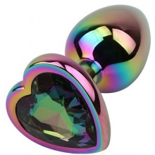 Радужная металлическая пробка «Rainbow Heart Butt Plug», цвет мульти, Chisa Novelties CN-191430160, длина 7.1 см.
