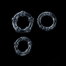 Набор из 3 прозрачных рельефных эрекционных колец, Оки-Чпоки 9857295, диаметр 3.5 см., со скидкой