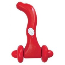 Красный водонепроницаемый вибромассажер «Intimate massage» с колесиками, ABS-пластик, Dream Toys 20147, длина 18 см., со скидкой