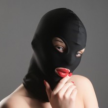 Черная эластичная маска БДСМ с прорезями для глаз и рта, Оки-Чпоки 9269529, из материала Нейлон, цвет Черный, со скидкой