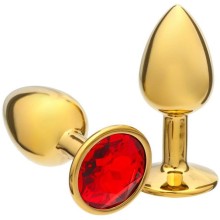 Золотистая анальная пробочка с красным кристаллом, общая длина 7 см., Оки-Чпок 5215663, цвет Красный, длина 7 см.