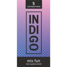Презервативы «mix fun микс удовольствий» с ребрами, 5 штук, indigo mix fun № 5, из материала Латекс, длина 18 см., со скидкой