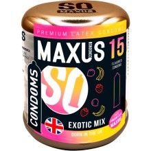 Презервативы «Maxus Exotic Mix», ароматизированные, 15 шт, 0901-060, из материала Латекс, цвет Мульти, длина 18 см.
