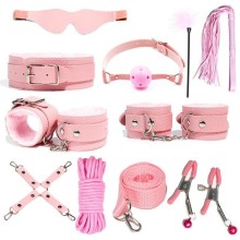 Розовый БДСМ-набор «Оки-Чпоки» из 11 предметов, 9915794, бренд Сима-Ленд, из материала Искусственная кожа, со скидкой