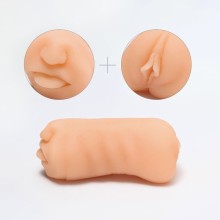 Двусторонний реалистичный мастурбатор «Oral&Vaginal», Сима-Ленд 7619017, длина 18 см.