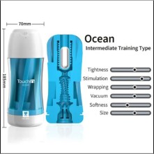 Синий вибромастурбатор «GALAKU Touch In Ocean», 20 режимов вибрации, Сима-Ленд 9913458, из материала Силикон, коллекция Оки-Чпоки, длина 18.5 см.