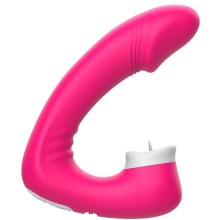 Двойной всасывающий вибратор «Lisking Massager», цвет розовый, I-moon my-508, из материала Силикон, длина 15 см., со скидкой