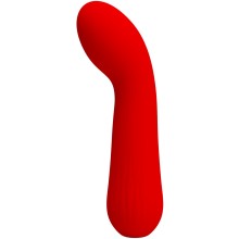 Перезаряжаемый вибратор с изогнутой головкой для стимуляции точки G «Faun», цвет красный, Baile BI-014724-2, коллекция Pretty Love, длина 15 см., со скидкой
